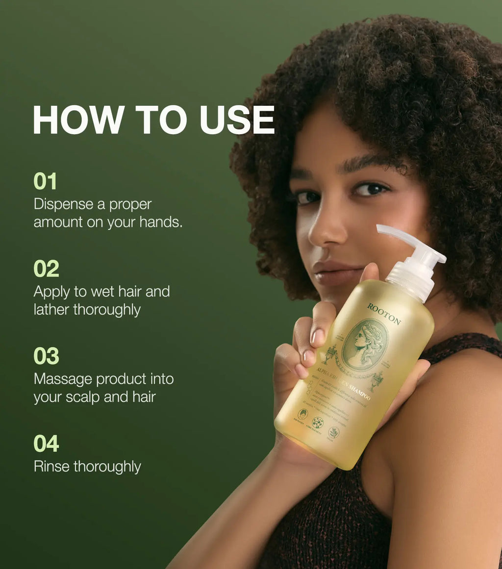 [ROOTON Official Store] Alpha Erguen Shampoo 16.9 Fl.Oz (500Ml) – Women Vegan Formula for anti Hair Loss, Scalp Balancing & Silky Nourishing Care with Clinically Proven Rt-Complex Formula