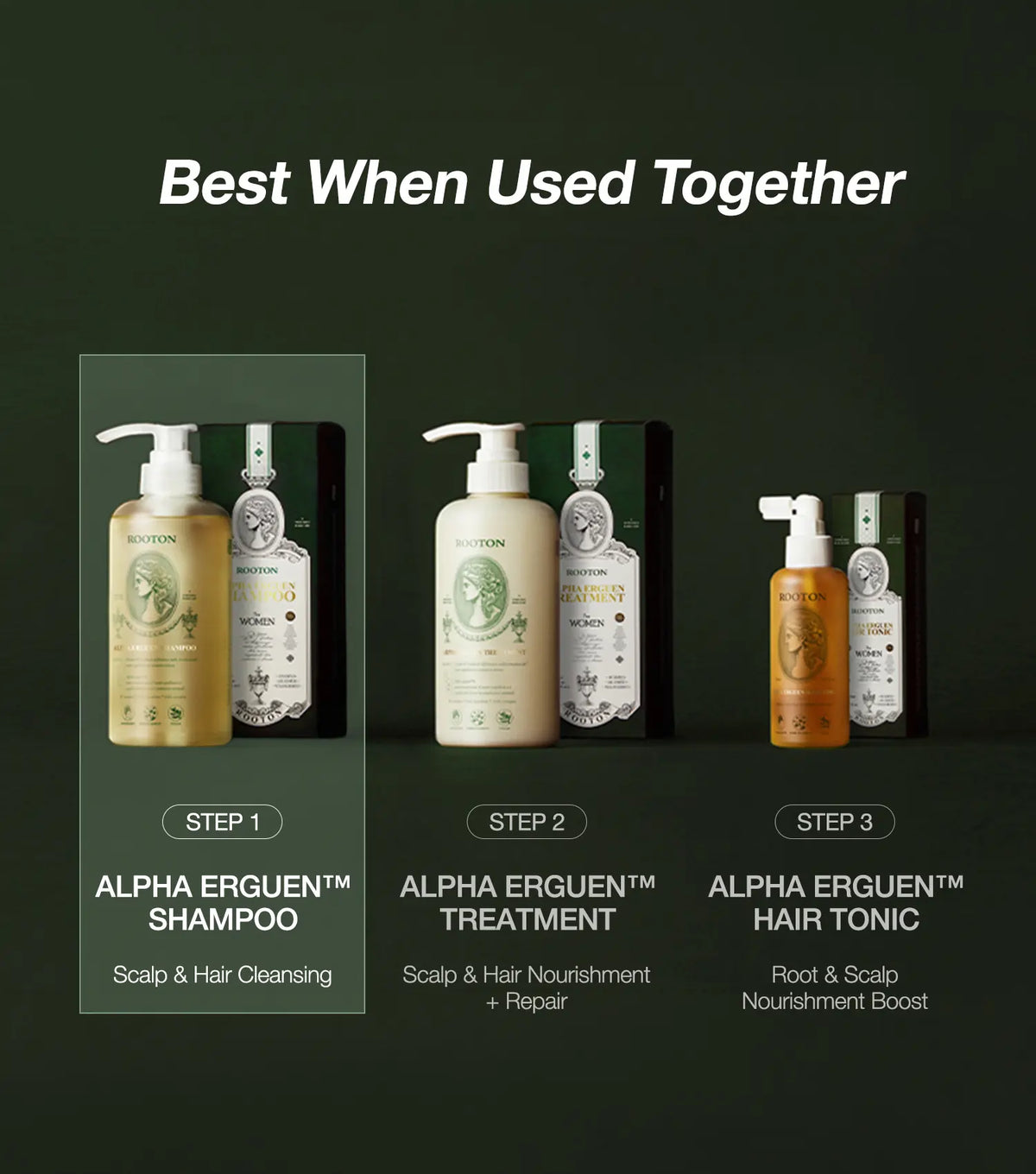 [ROOTON Official Store] Alpha Erguen Shampoo 16.9 Fl.Oz (500Ml) – Women Vegan Formula for anti Hair Loss, Scalp Balancing & Silky Nourishing Care with Clinically Proven Rt-Complex Formula