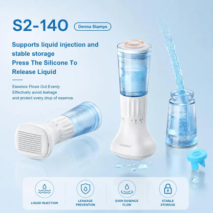 Titanium Derma Stamp - 0.25Mm Adjustable Depth Microneedling Cosmetic Tool, 140 Fine Pins, 10Ml Serum Applicator, Lightweight Daily at Home Facial Tool, Easy to Clean, Portable for Scalp & Beard Care
