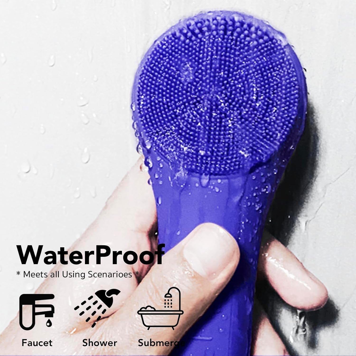 CLIE Facial Cleansing Brush, Waterproof and Rechargeable Face Scrub Brush for Men & Women, Cleansing, Exfoliating and Massaging, Electric Face Scrubber - Blue