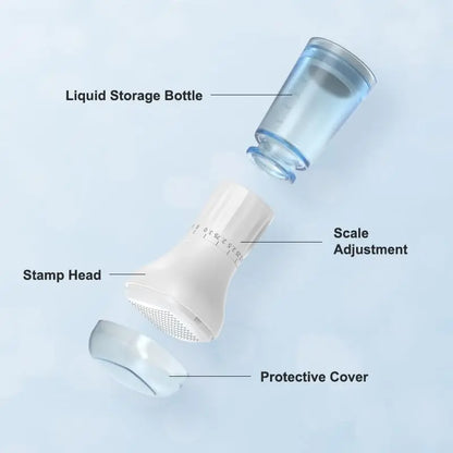 Titanium Derma Stamp - 0.25Mm Adjustable Depth Microneedling Cosmetic Tool, 140 Fine Pins, 10Ml Serum Applicator, Lightweight Daily at Home Facial Tool, Easy to Clean, Portable for Scalp & Beard Care